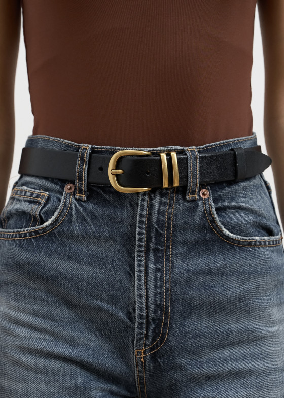 BELT [K ITALY] GOLD BLACK