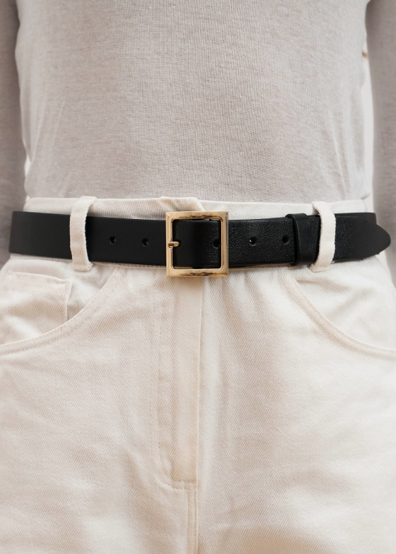 BELT [L ITALY] GOLD BLACK