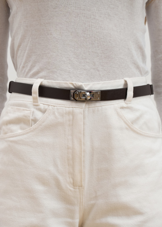 BELT [M ITALY] SILVER CHOCOLATE