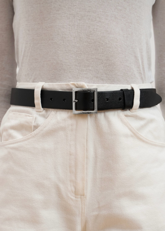 BELT [L ITALY] SILVER BLACK